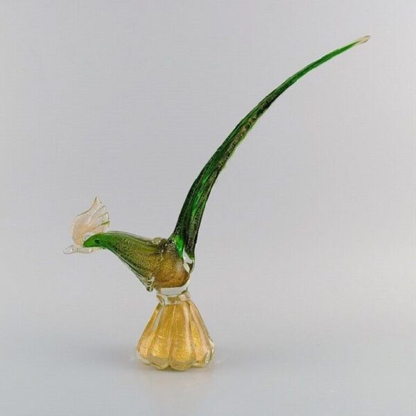 Exotische Vogel-Skulptur aus mundgeblasenem Kunstglas von Murano, 1960er Jahre