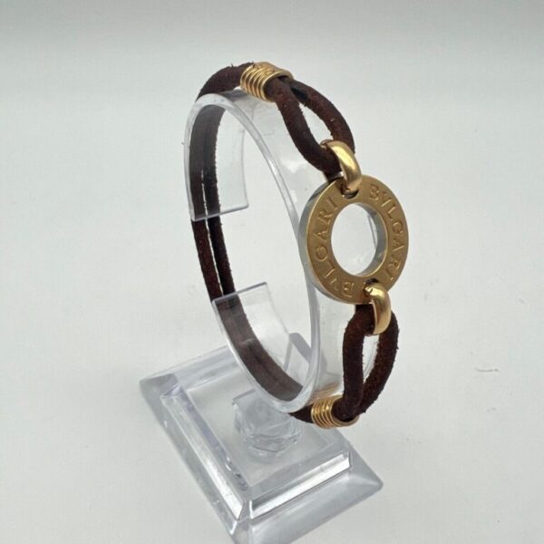 Bulgari Bvlgari Armband aus 750er Gold, Edelstahl und Leder. Unisex